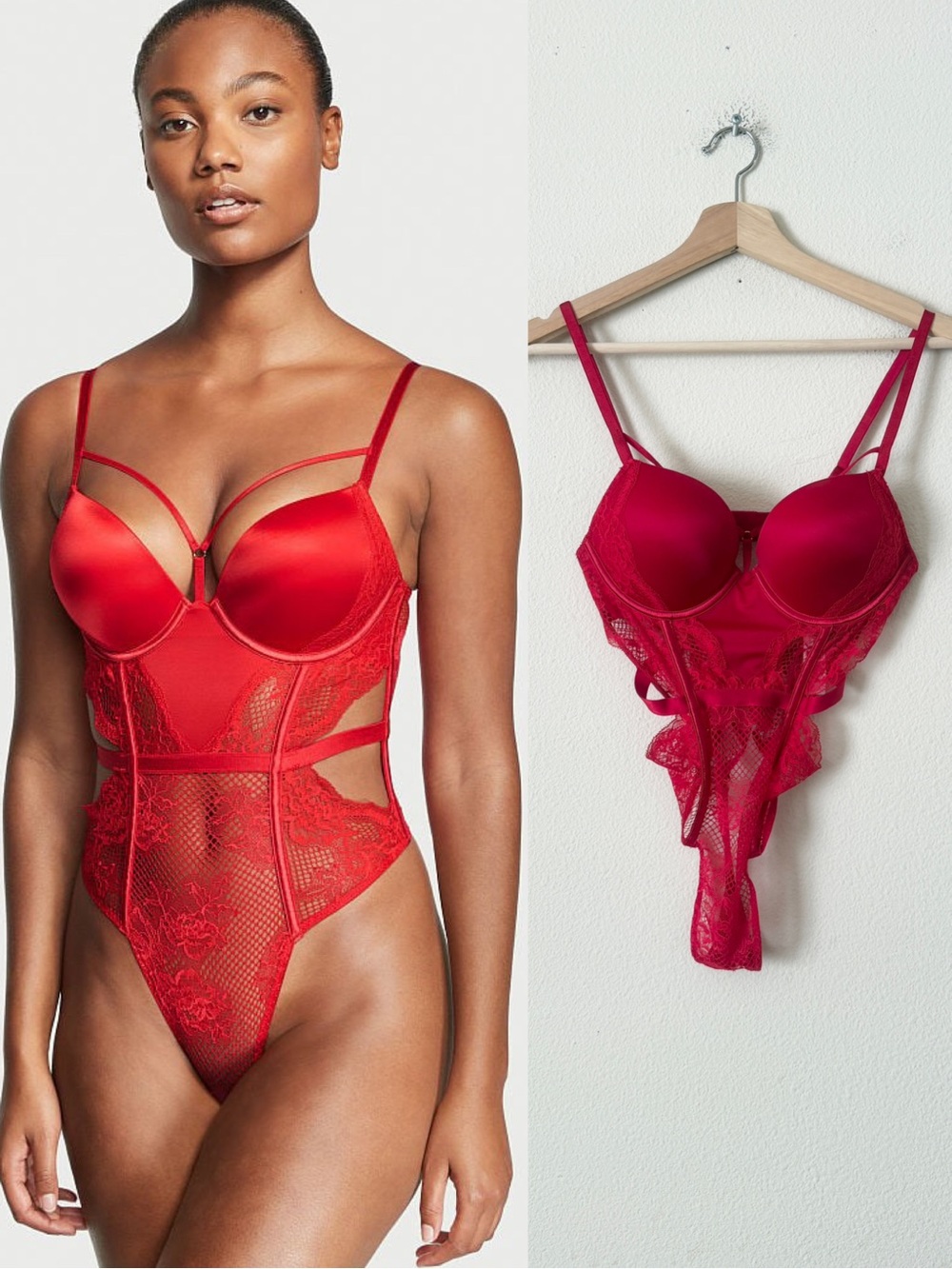 NWT Victoria’s Secret SMALL Bombshell add 2 cups red bodysuit teddy lingerie